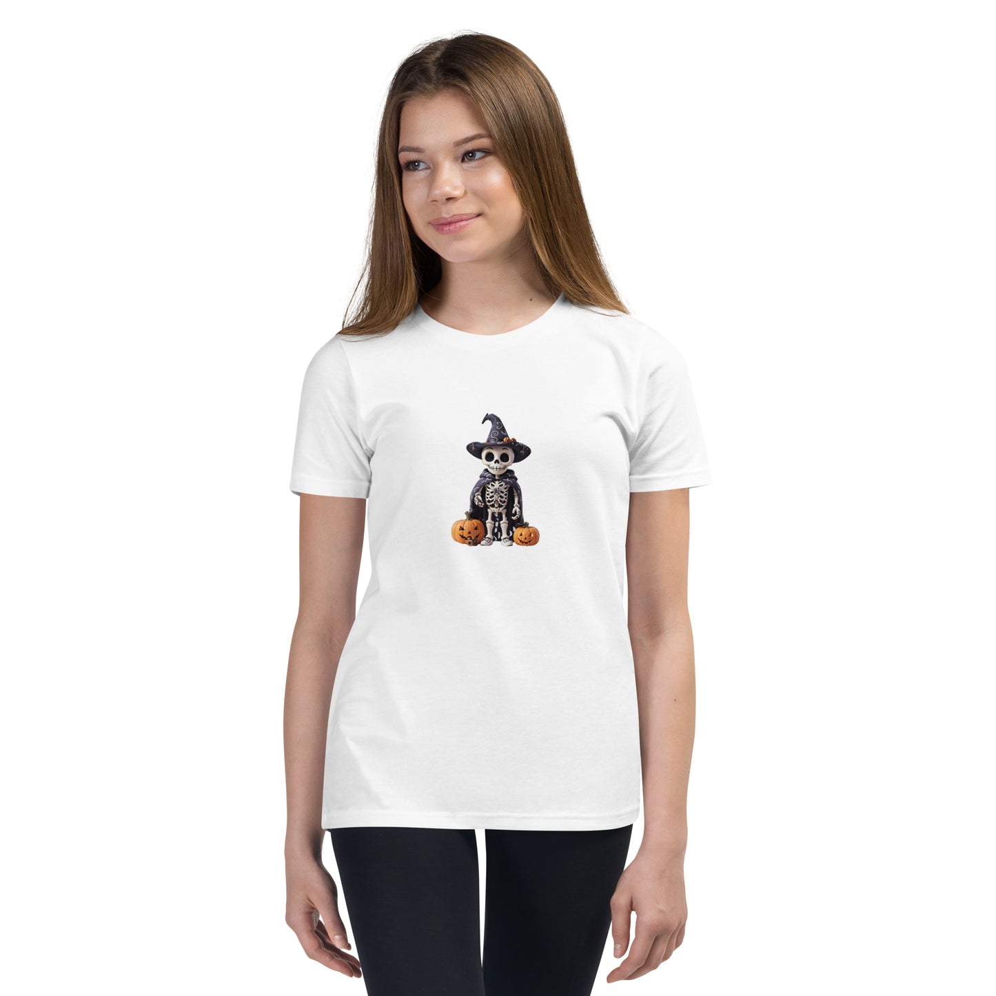 Cute Skeleton Halloween Youth Short Sleeve T-Shirt