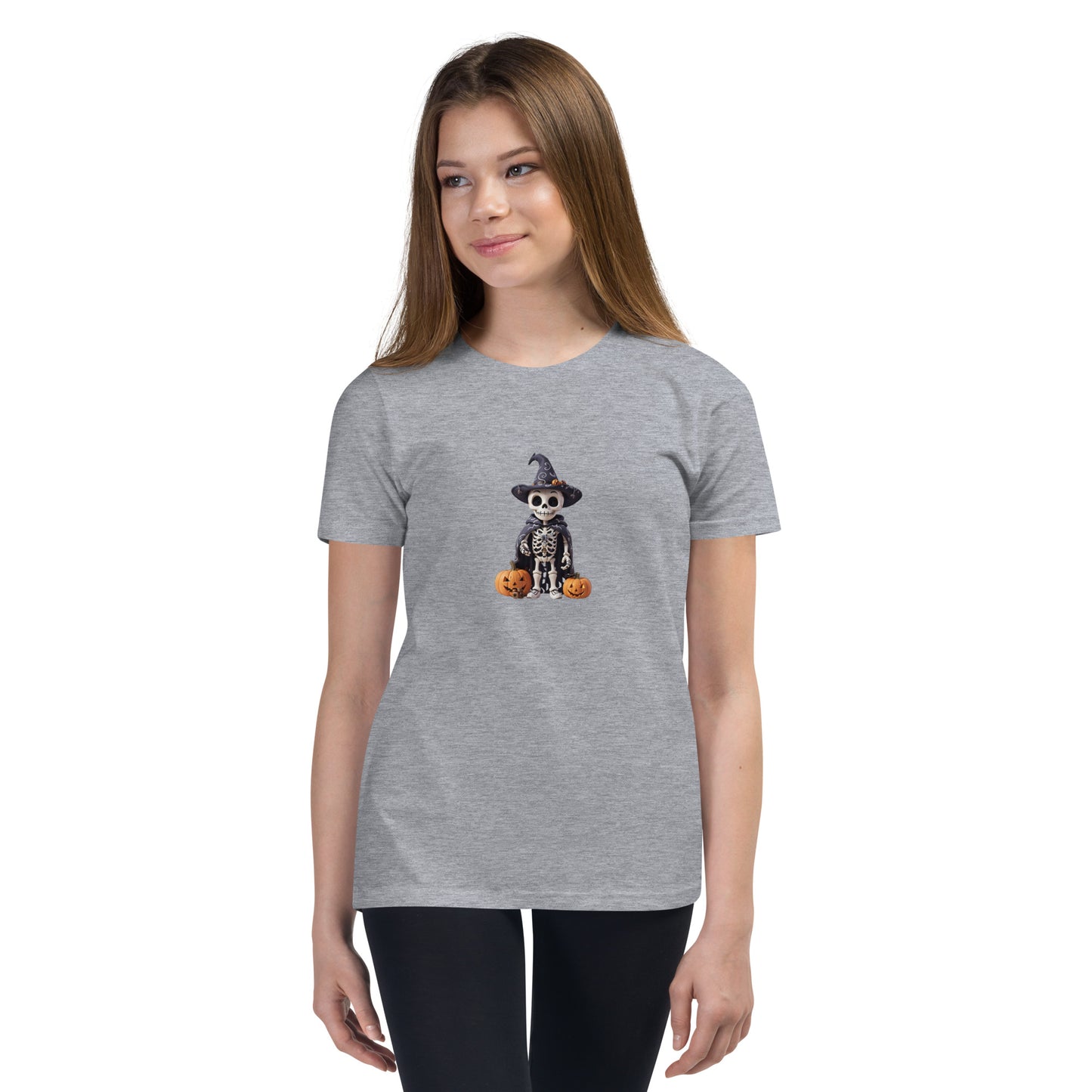 Cute Skeleton Halloween Youth Short Sleeve T-Shirt