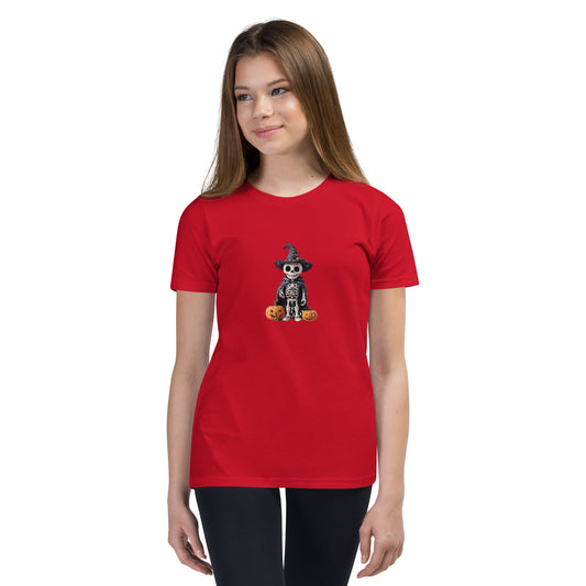 Cute Skeleton Halloween Youth Short Sleeve T-Shirt
